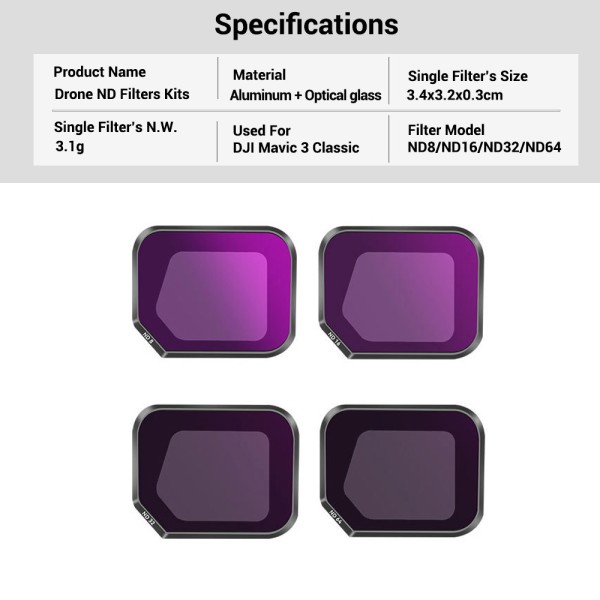 Multi Layer Coating ND Lens Filter Anti Oil DJI Mavic 3 Classic ND Filters