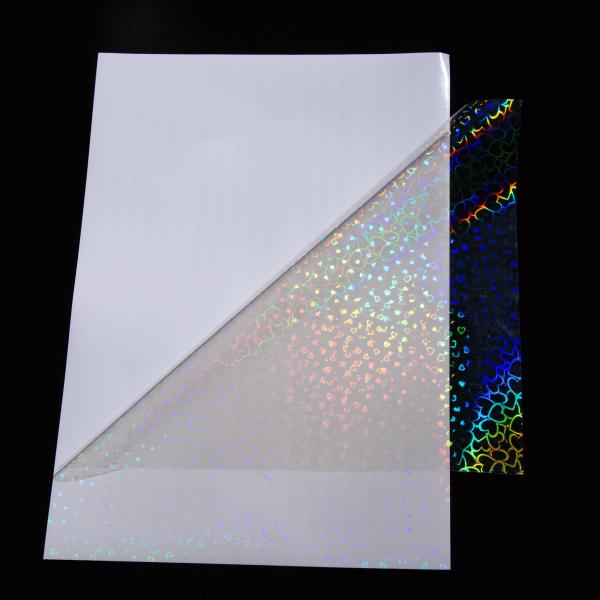 A4 Sheet Transparent PVC PP Heart Holographic Cold Lamination Film Self-Adhesive Decorative Sheet For Durable Lamination