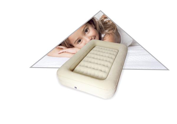 Travel Flocked Child Air Bed Small Size Inflatable Outdoor Furniture Beige Kids