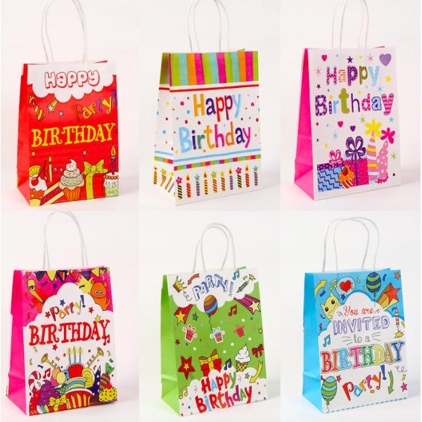Customized Logo Brown Kraft Paper Tote Bag for Birthday Party Clothing Gift Packaging