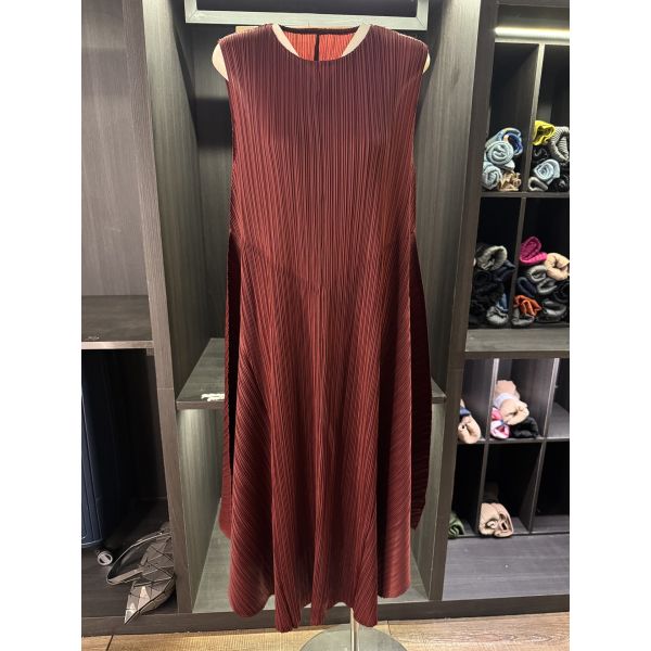 High Quality Summer New Casual Mid-Length Knee-Length Skirt Pure Color Neck Sleeveless Pleated Versatile Loose Version Chiffon