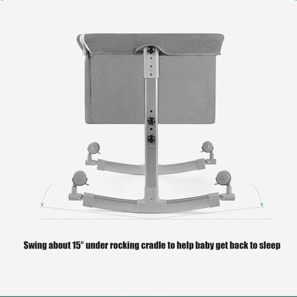 с колесами, кроваткой с матрасом, регулируемой колыбелью, боковой кроватью, с корзиной для хранения, москитной сеткой, складной портативным ребенком