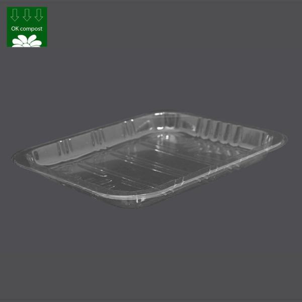 OEM Service 100% PLA Biodegradable Disposable Plastic Food Plates Round Dish Meat Trays Bioplastic Sushi Trays