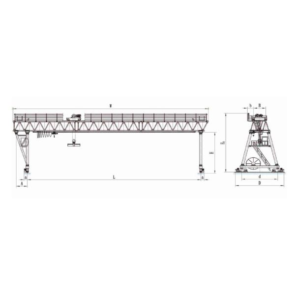 MDG50t - 40m - 20m Yard L - Shape Gantry Crane With A Running Surface Plate