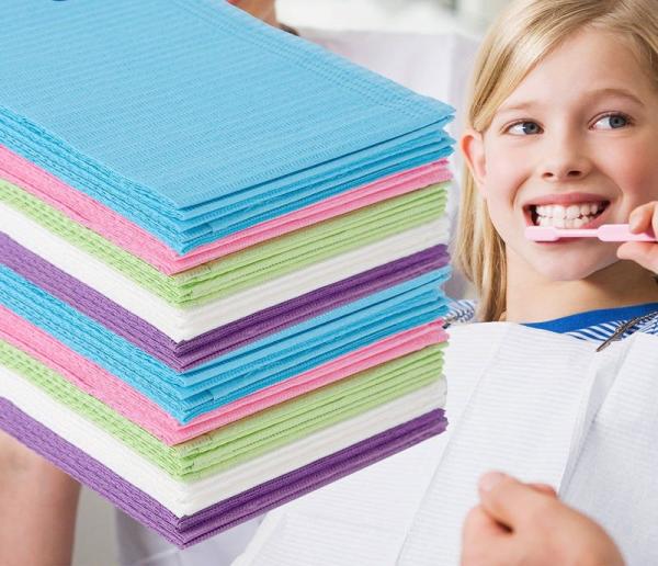 Colorful Quality Dental Bibs 3ply Waterproof Absorbent Patient Medical Comfortable Disposable Dental Bib