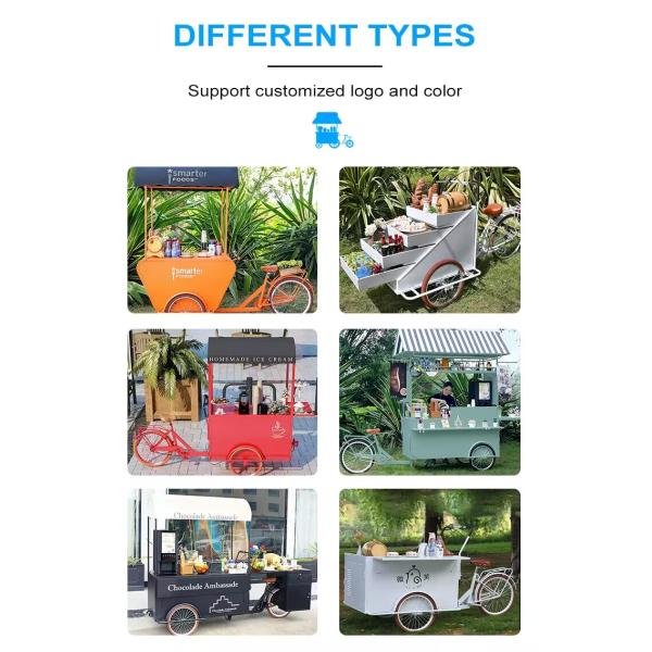 Electric Italian Ice Cream Push Cart Tricycle 220V/380V Voltage 220*87*240cmcm Size