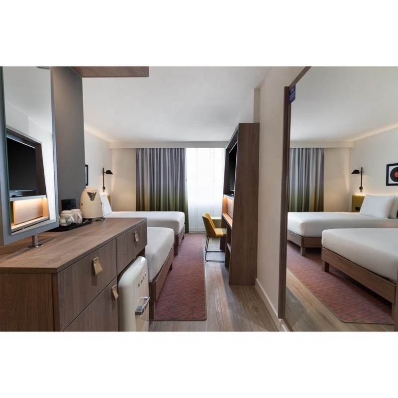 Hilton Hotels & Resorts Hotel Newly Renovated Room Furniture Cabinet with Mirror & Basin for Upper Upscale Hotel Bedroom Sets