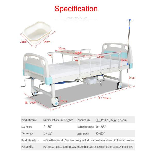 OEM Multifunctional Manual Folding Hospital Beds For Patients Non Slip patient hospital bed hospital bed with mattress