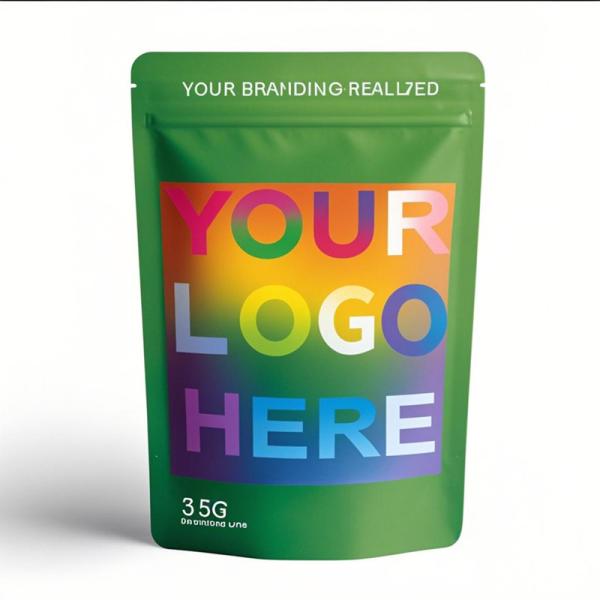 Wholesale Custom Printed Mylar Smell Proof 3.5g 7g 14g 28g Food Stand Up Pouch Zipper Plastic Laser Tereo 3.5g Bags With Window