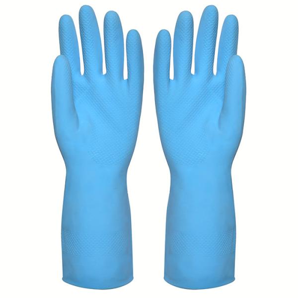 Cotton Flocklined Household Kittchen Rubber Gloves Rubber Dish Washing Gloves