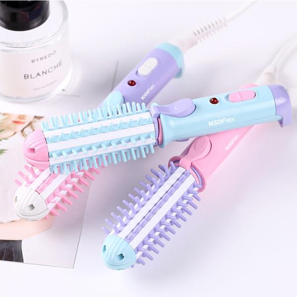 Encrespador de cabelo cerâmico ultraleve e Straightener, 20W Frizzproof 3 em 1 escova de cabelo