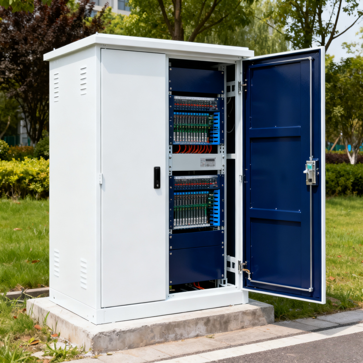 IP55 Outdoor Power Enclosure with 60KA Surge Protection and Energy-Saving Natural Cooling Solution