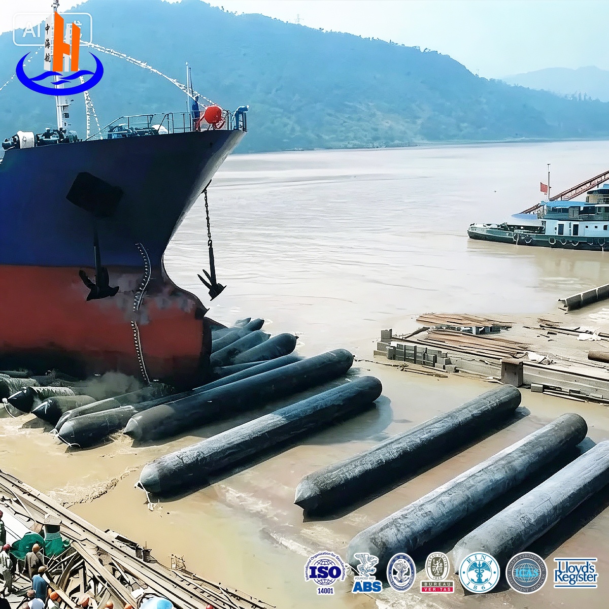 Commercial Boat Seat Lifting Airbags Inflatable Floating Rubber Airbags Industrial Submarine Ship Airbag With Customized