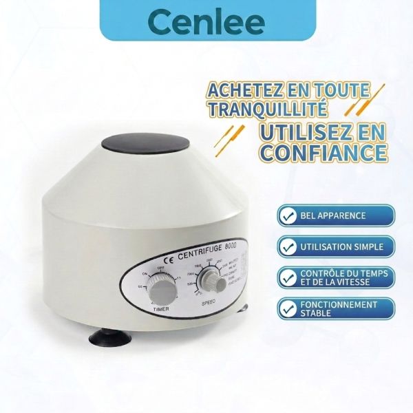 Cenlee Laboratoire Centrifugeuse Electrique 800-1 800D 6 Trous 10ml 4000 T/min 1790xg RCF ABS/Metal Usage Afrique Compacte