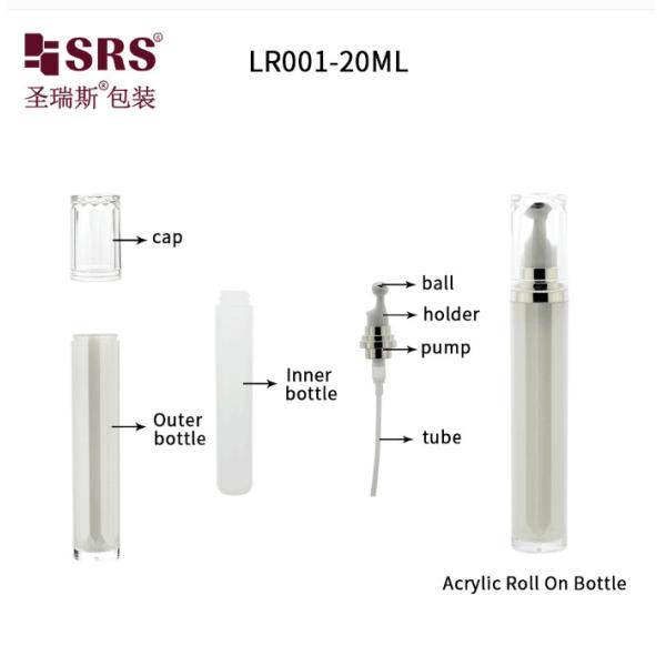 LR001-15ML 20ML Spray Coating Light Pink Colored Acrylic Roll On Bottle Packaging For Hair Treatment 