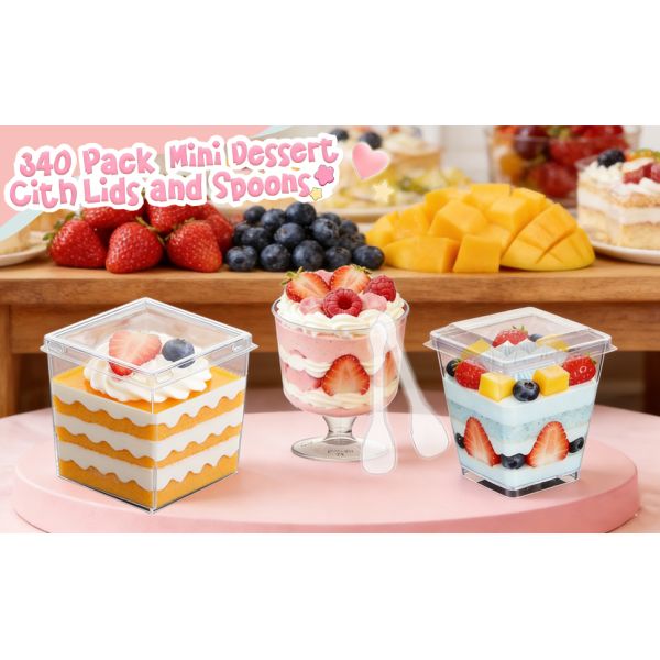 Factory Price 380ml 400ml PS Single Wall Mousse Pudding Yogurt Plastic Salad Cup Mini Clear Plastic Dessert Cup