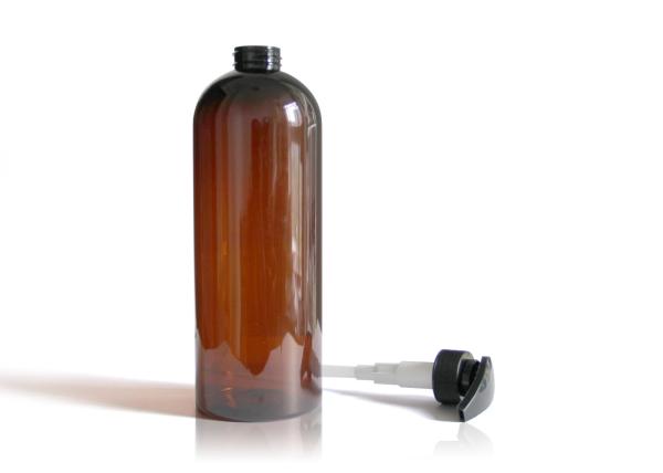 Shampoo Amber PET Cosmetic Bottles Boston Round Shape Customized
