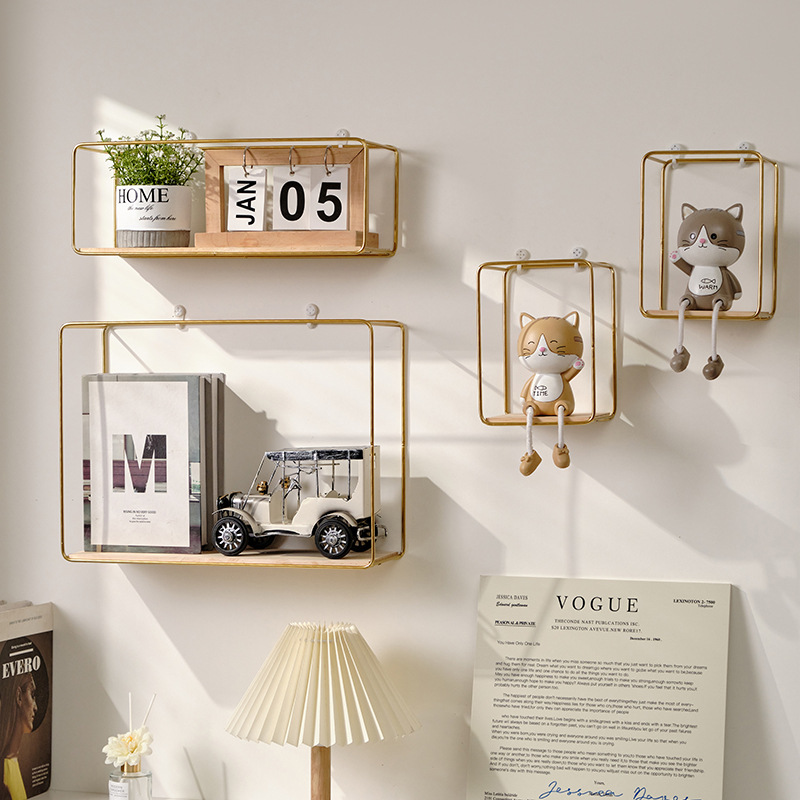 Modern Wall-Mounted Iron Storage Shelves Foldable Bookcases for Living Room Bathroom Kitchen Dining Made of Steel