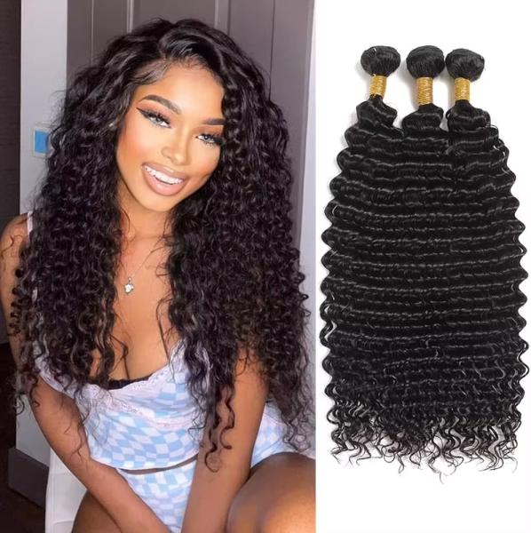 DEEP WAVE Cheap Natural  Remy Indian Human Hair Vendor Weave Bundles and wefts