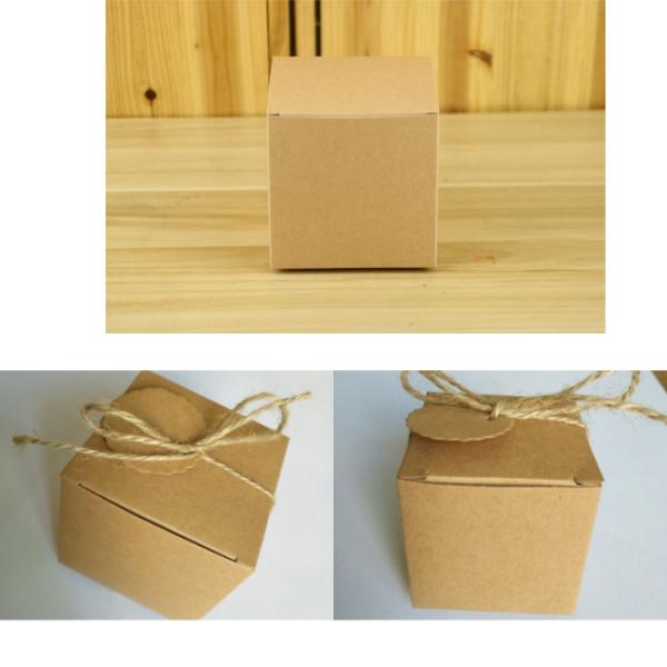 260g Kraft Paper Biodegradable Paper Food Packaging Square Candy Box 5*5*5cm