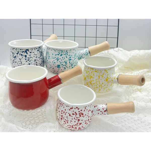 Daily Enamel Cookware Colorful Sprinkle Saucepan Milk Pan Mini Butter Warmer