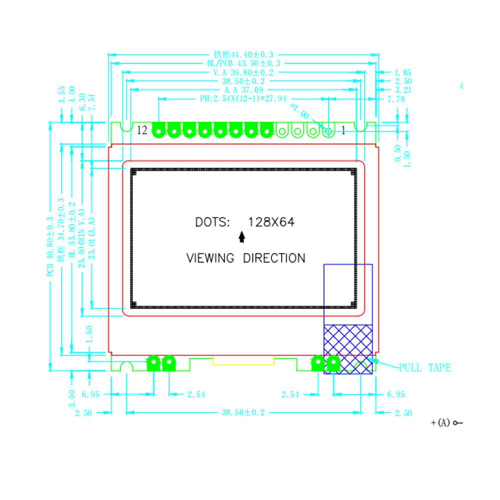 1/9 Bias FSTN Lcd Display Module, 128x64 Dots Driving IC UC1701X,1/64 Работа
