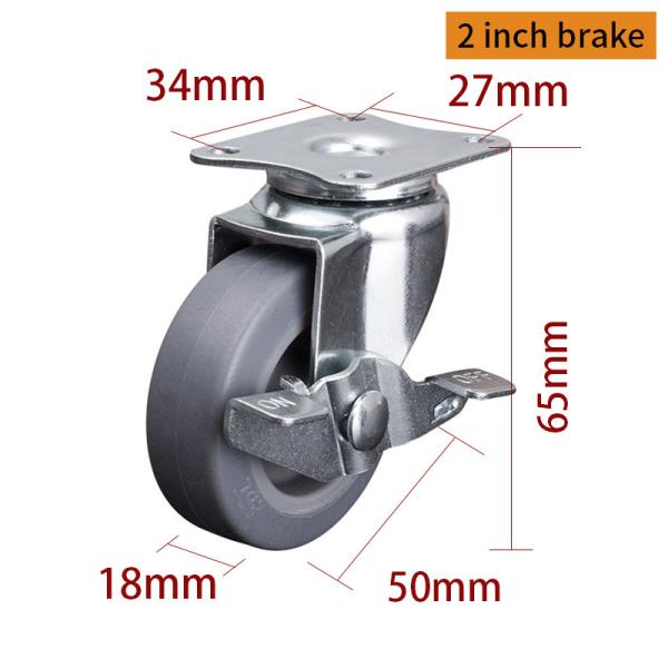 Las ruedas de las mini ruedas de la EDL 2 pulgadas 30 kg de placa TPE ruedas de la clase rígido, giratorio y ruptura 202P-52