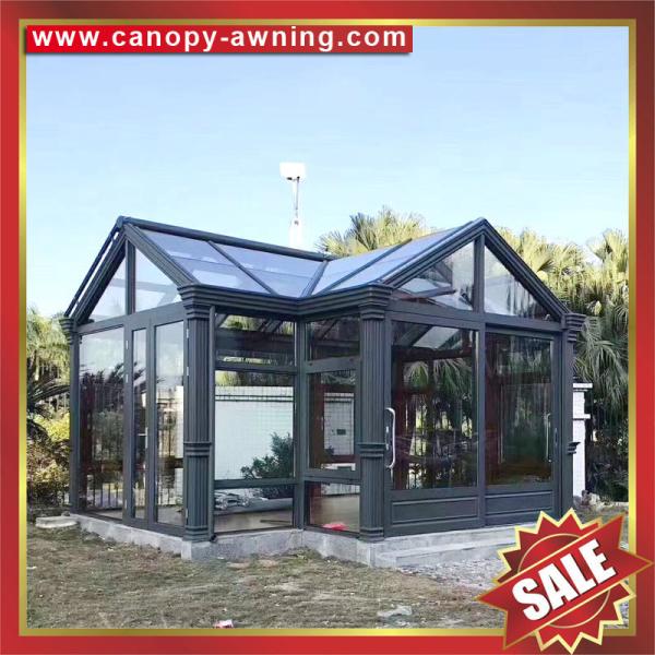super durable prefab solar villa garden glass metal aluminium aluminum alloy sunroom sun house cabin kits manufacturers