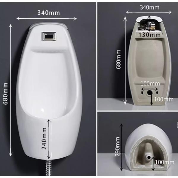 Ahorro de agua WC de pared colgado Cerámica urinal para hombres baño público inodoro