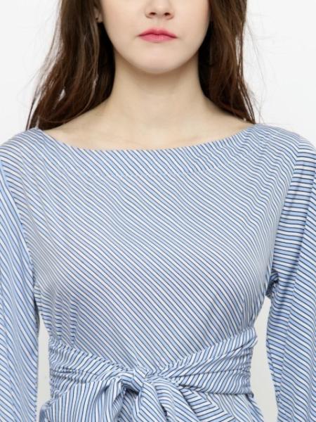 Women White & Blue Striped Blouse