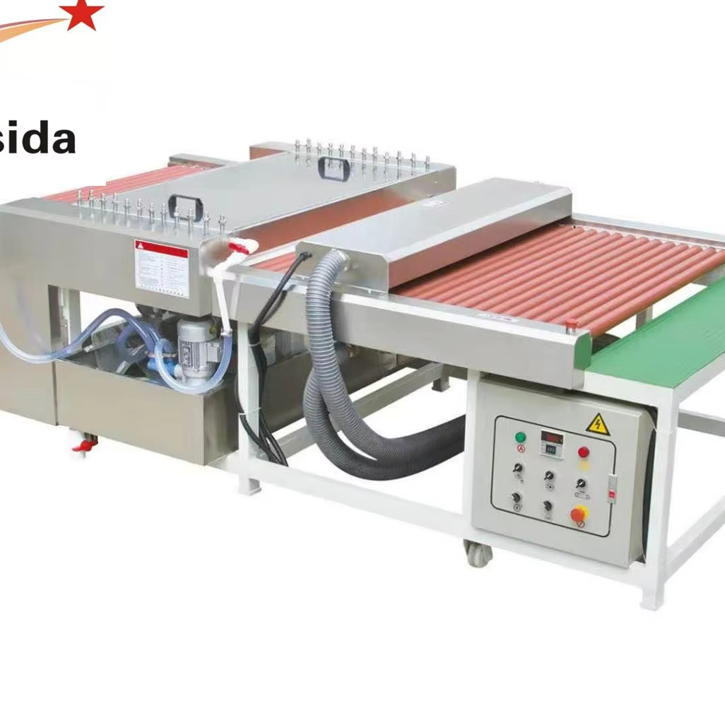 0.75-3.5m/min Horizontal Glass Cleaning Machine , 10KW Glass Washing Equipment