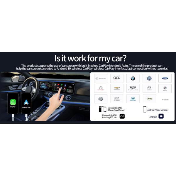 Universal Android Carplay Box with ABS Material and USB Type-A & Type-C Connectivity