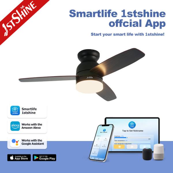 6 Speed Remote Control Decorative Ceiling Fan , Mdf Blades Black Plastic Ceiling Fan