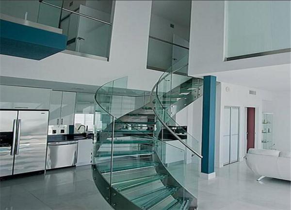 U Channel Curved Deck Stairs Designs Glass Railings System Screw Bolted Installation