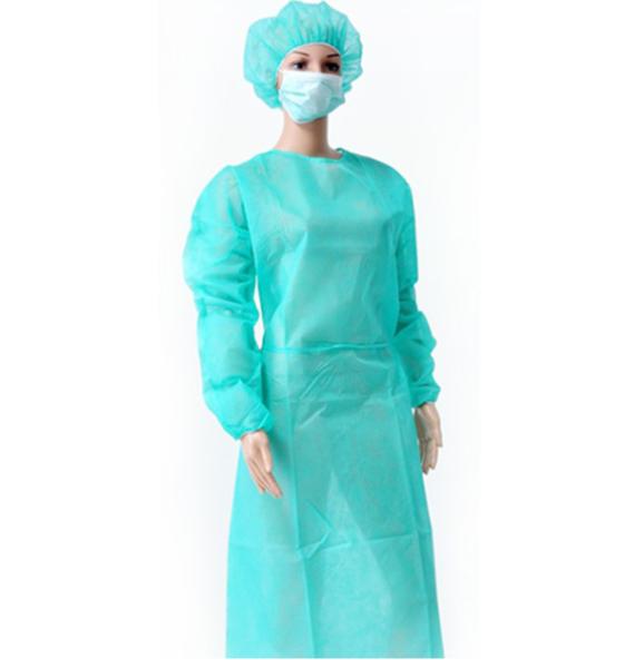Disposable Non Woven Isolation Gown Elastic Knitted Cuff Button Neck Style
