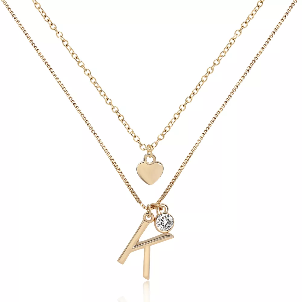 Retro Luxury Long Gold Stacked Necklaces With Heart Pendant