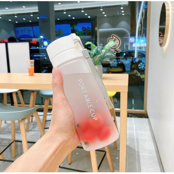 Food Grade High Temperature Resistance Leakproof Frosted Plastic Water Bottle With Strap