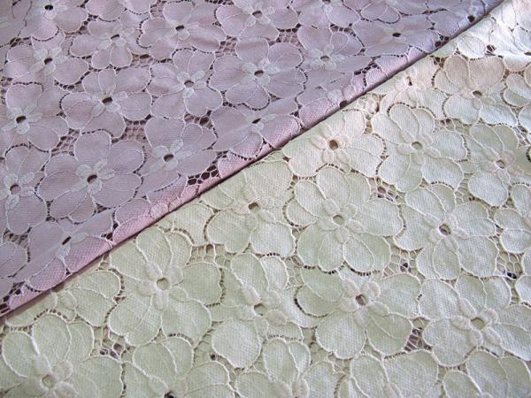 Floral Heavy Cotton Nylon Lace Fabric / White Stretch Lace Fabric SYD-0005
