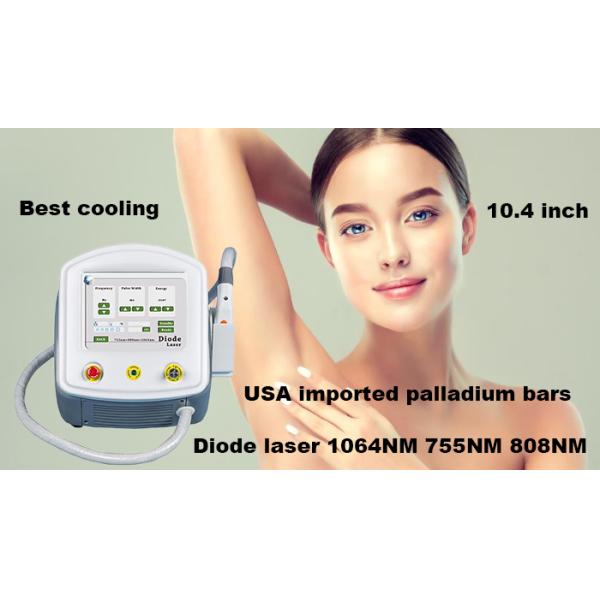 Máquina de depilación por láser de diodo portátil de alta potencia 755nm 808nm 1064nm 3 longitud de onda