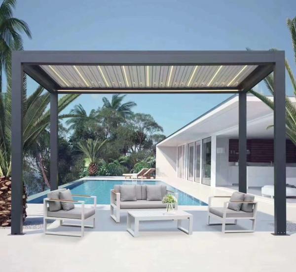 Outdoor Garden Terrace Gazebo Popular Motorized Aluminum Blinds Pergola