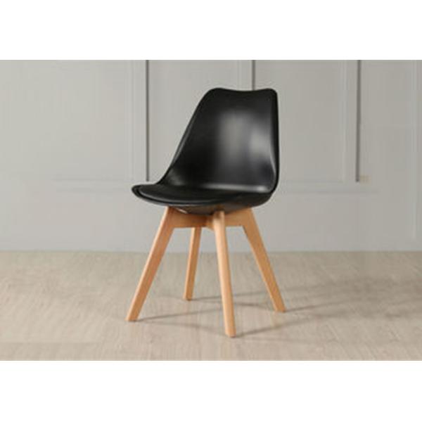 High-quality modern colorful plastic tulip dining chair with beech wood legs, suitable for dining room and living room