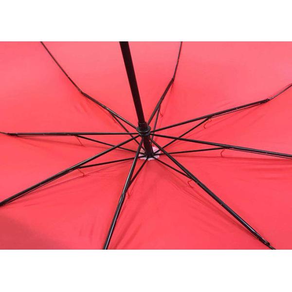 Red Windproof Foldable Umbrella 27 Inch Strong Sturdy For Windy Weather