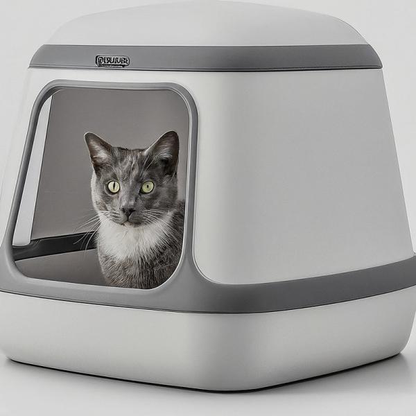 Hychi Sturdy Tiny Little Box For Cats , White ABS Small Kitty Litter Box With Lid