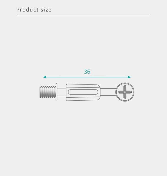 36mm Minifix de aço para espalhamento de parafusos com dowel, conector de móveis para móveis planos