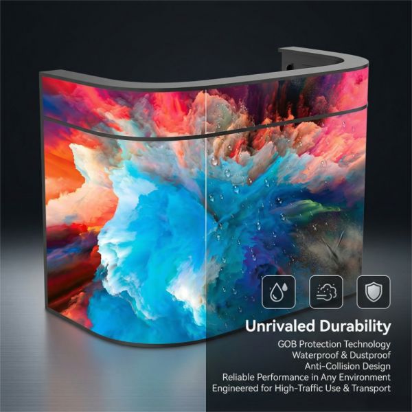 Curved Customizable GOB LED Reception Desk with Adjustable Height for Business