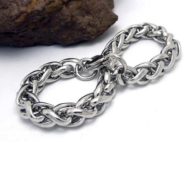 Silver Plated Titanium Stainless Steel Wheat Chain Bracelet (JCE394)