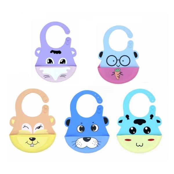 SGS Children'S Two Color Waterproof Silicone Snap On Bib