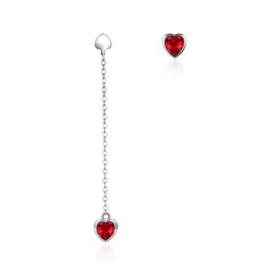 0.58m 3.3g Sterling Silver Heart Earrings Zircon Long Drop Chain Earrings ODM