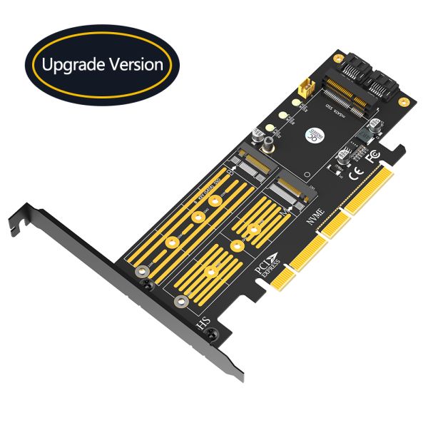 Upgrade Version 3 in 1 PCI-E SSD Adapter Supports PCIE M.2 SSD SATA-based M.2 SSD and mSATA