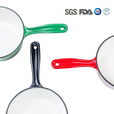potenciômetro esmaltado vermelho da caçarola do molde do ferro de 16cm com punho longo